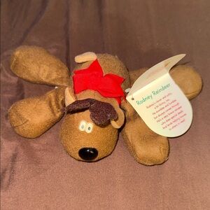 Vintage 1987 Burger King Rodney Reindeer Plush – Christmas Toy – With Tag